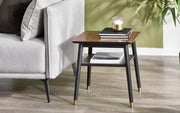 Findlay Lamp Table with Shelf - Walnut & Black