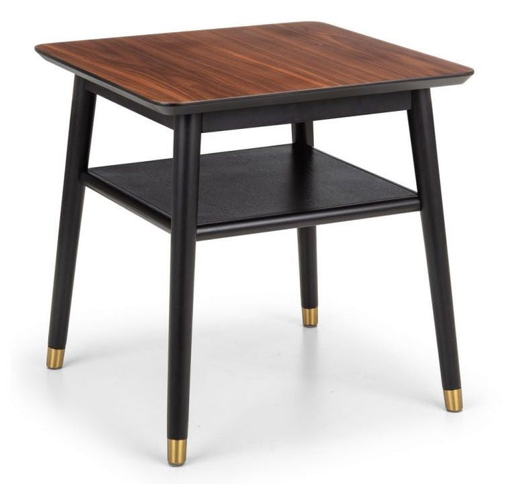 Findlay Lamp Table with Shelf - Walnut & Black