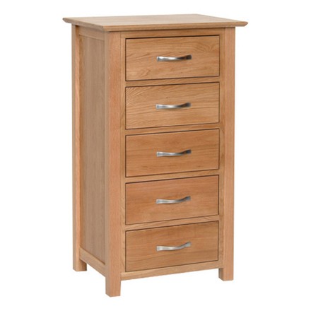 New Oak Wellington 5 Drawer Chest Of Drawers