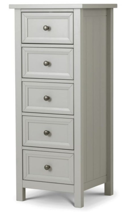 Maine 5 Drawer Tall Chest Of Drawers - Dove Grey