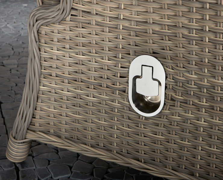 Five Piece Reclining lounge set in Fine Creamy Meghan Grey wicker with Pale Grey Cushion