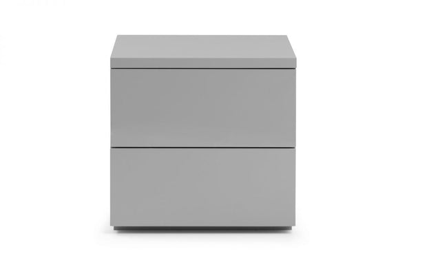 Monaco 2 Drawer Bedside Table - Grey High Gloss