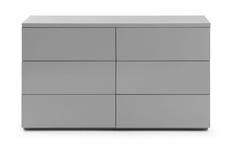 Monaco 6 Drawer Wide Chest Of Drawers - Grey High Gloss